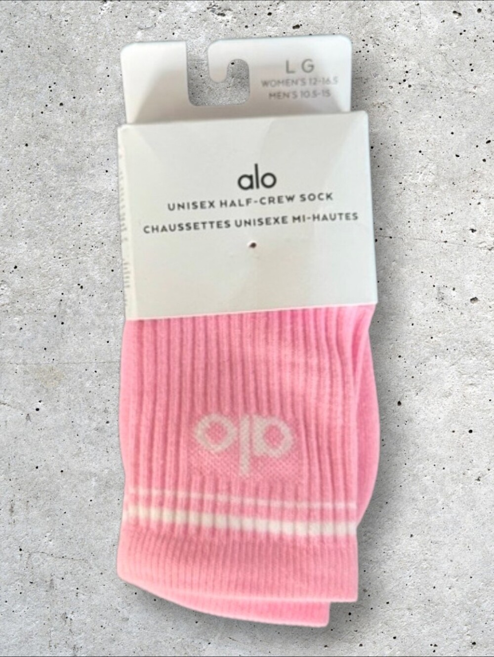 ALO Yoga Unisex Pink Ribbed Half-Crew Socks Large